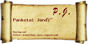 Pankotai Jenő névjegykártya